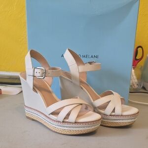 7.5 7 1/2 Antonio Melani Blondee Wedge Sandals Eggshell NEW